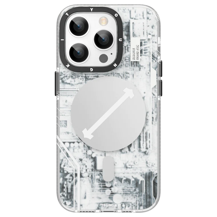 Youngkit Futuristic Circuit Anti-Drop Magsafe Case for iPhone 14 Pro Max Ã¢â‚¬â€œ White