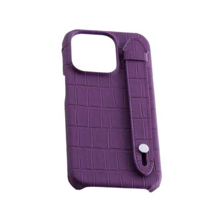 Qatari Cases Crocodile Case For iPhone 14 Pro - Purple (No Card Bucket)