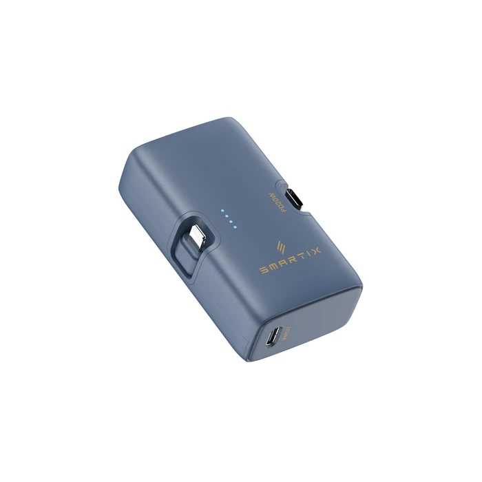 Smartix Power Bank 5000mAh Built In Type-C & Lightning Connector - Blue