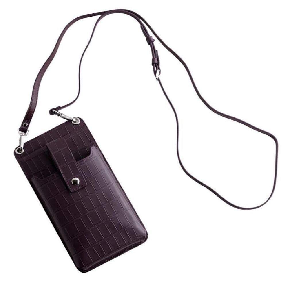 Qatari Cases Crocodile Leather Crossbody Phone & Accessories Bag - Purple