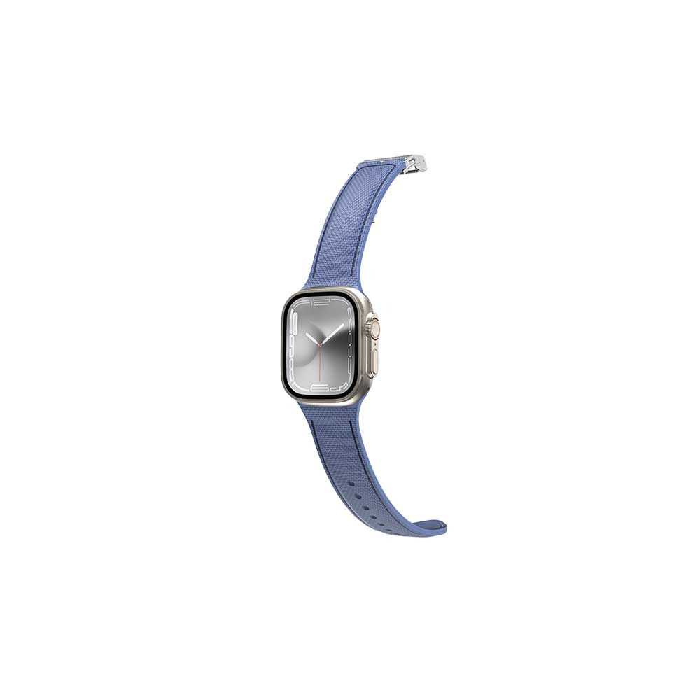 AmazingThing Titan Swift Silicone Band with Leather Texture for Apple Watch 42mm & 44mm & 45mm & 49mm - Navy Blue