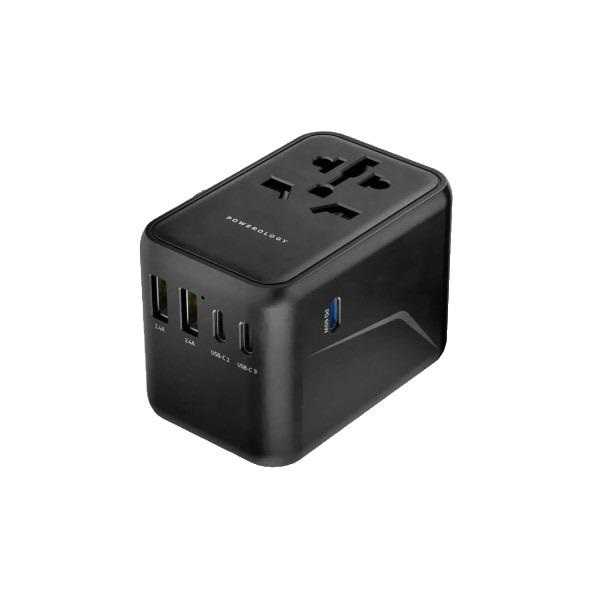 Powerology Universal Multi-Port PD 65W Travel Adapter 