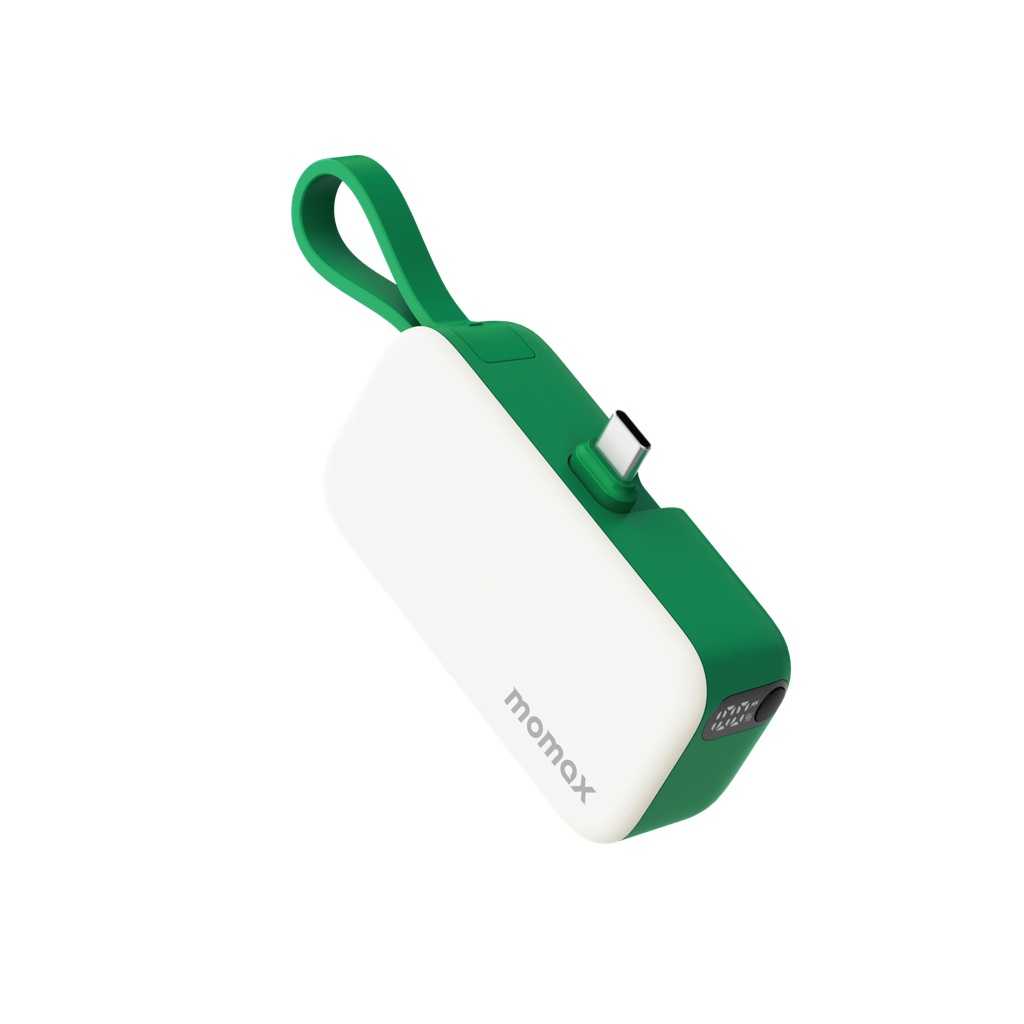 Momax 1-Power Mini 5000mAh 3IN1 Power Bank With Type-C Plug - Green