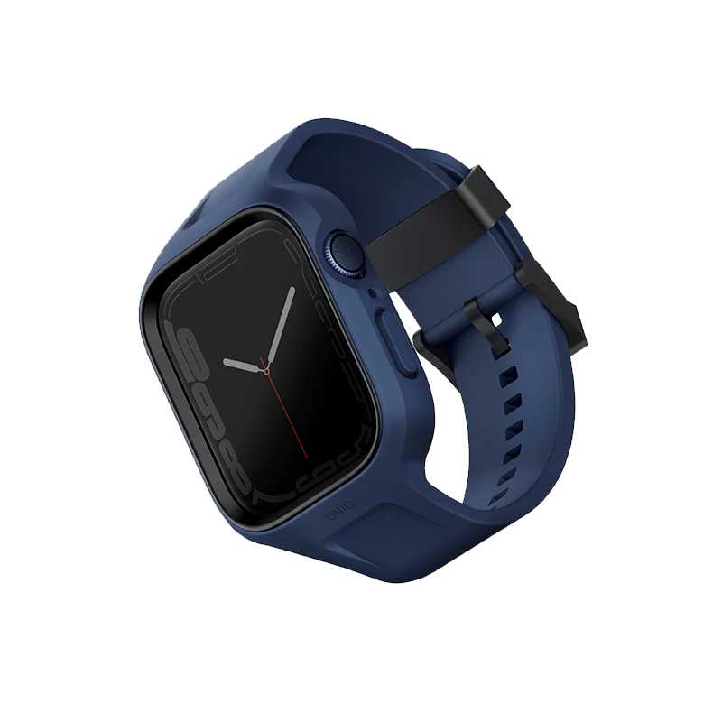 Uniq Monos 2-in-1 Strap With Hybrid Case for Apple Watch 44/45mm - Marine Blue