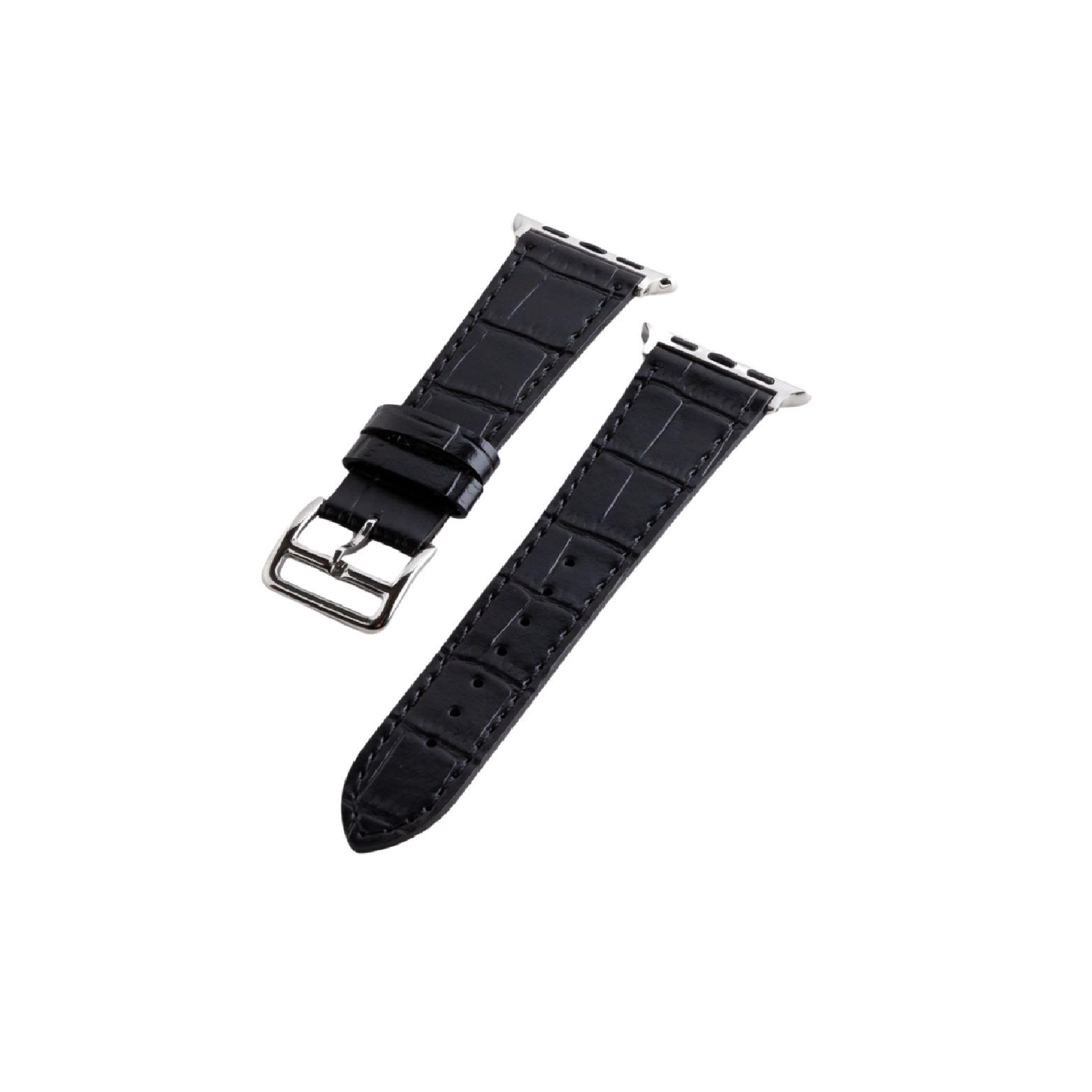 Qatari Cases Apple Watch Crocodile Leather Strap 38mm40mm41mm - Black