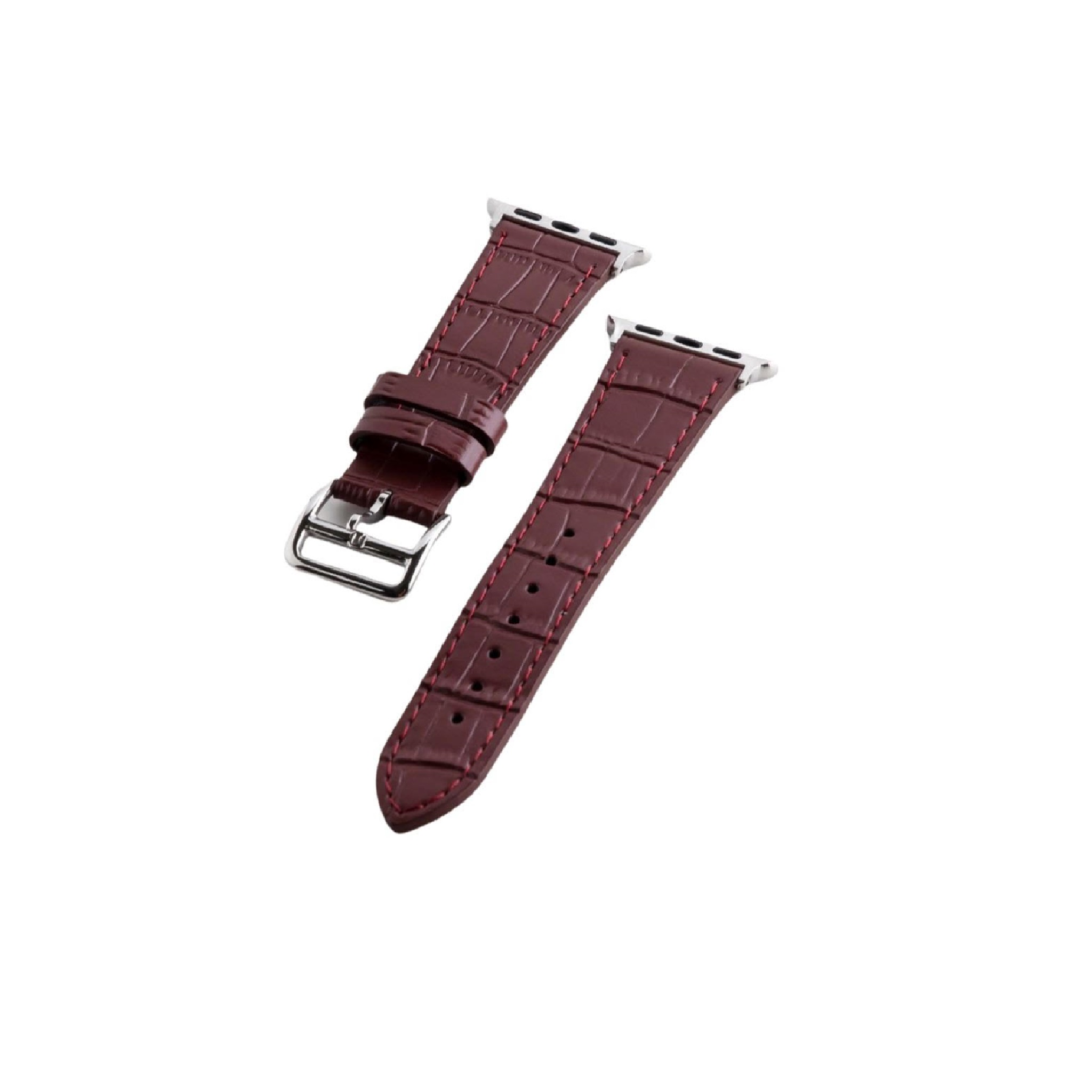 Qatari Cases Apple Watch Crocodile Leather Strap 38mm40mm41mm - Maroon