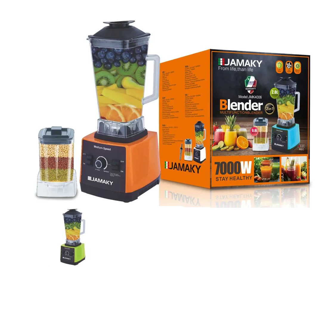 Jamaky blender 2 in 1 Blender 7000W - 2.0L & 0.8L Capacity - Green