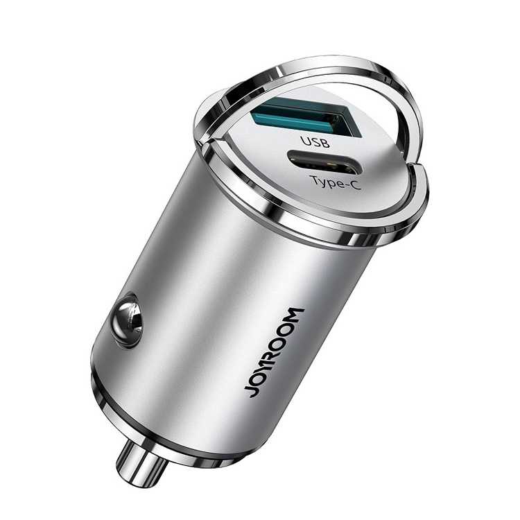 Joyroom 45W USB + Type C Mini Fast Car Charger – Silver