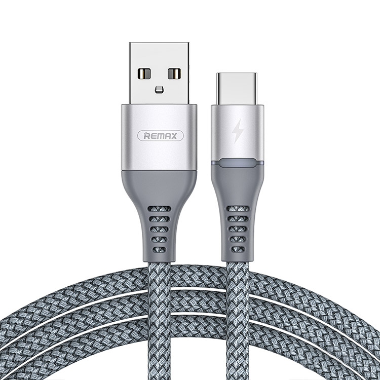 REMAX Colorful Light USB To Type C Charging Cable Ã¢â‚¬â€œ 1M Ã¢â‚¬â€œ Silver