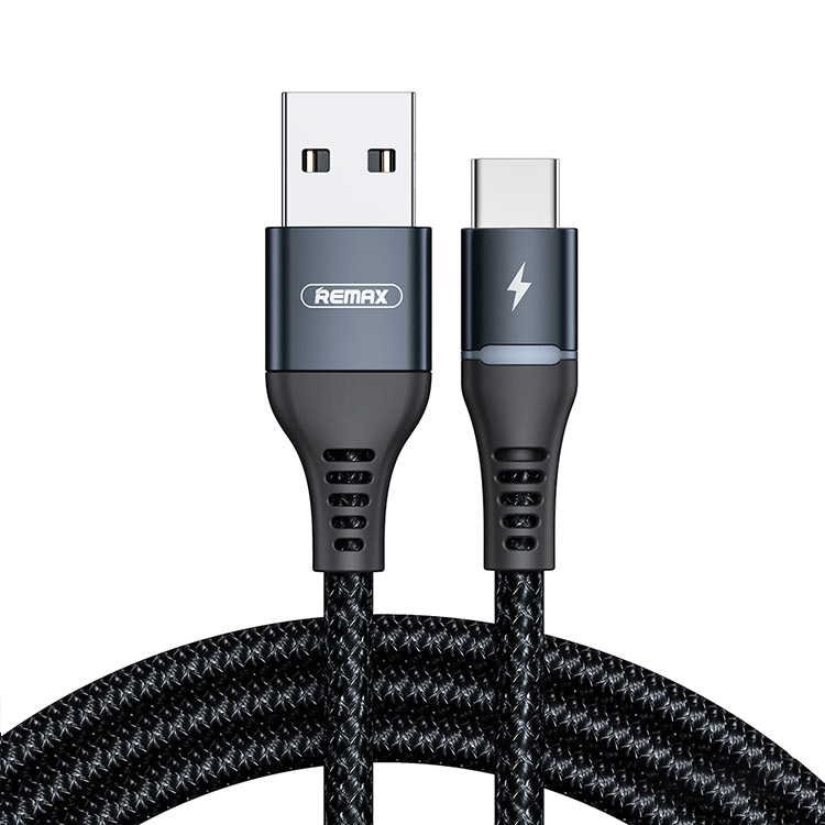 REMAX Colorful Light USB To Type C Charging Cable Ã¢â‚¬â€œ 1M Ã¢â‚¬â€œ Black