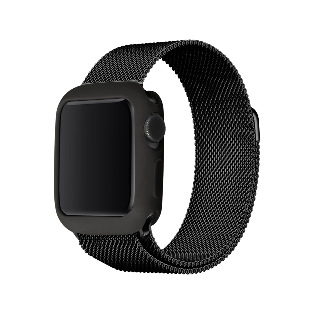 Apple Watch Stainless Steel Strap With Cover 42mm & 44mm - Black