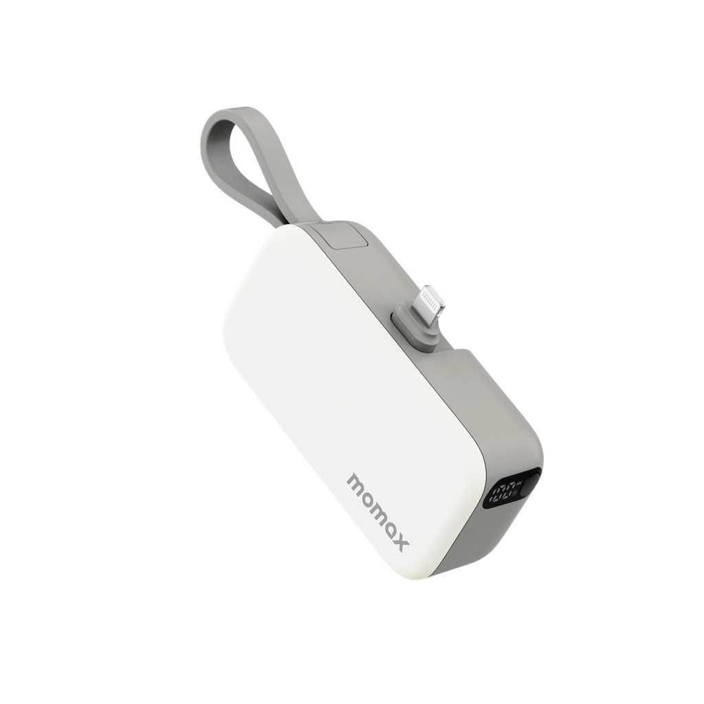 Momax 1-Power Mini 5000mAh 3IN1 Power Bank with Lightning Plug - White