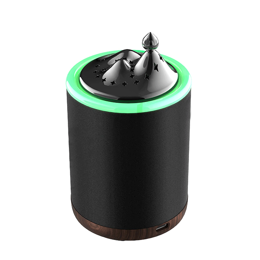 Electric Incense Burner Bukhoor Circular Tower With LED 7color - Black