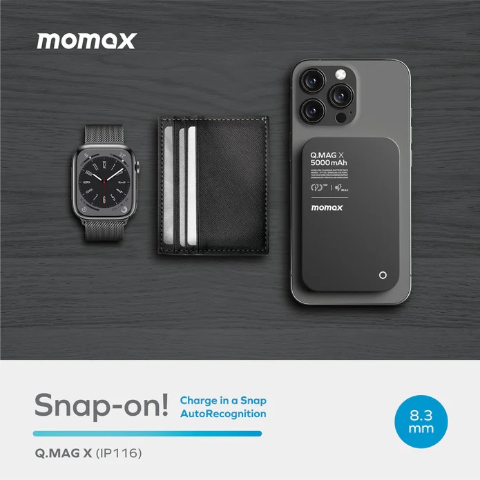 Momax Q.MAG X 5000mAh 15W MagSafe Wireless Power Bank - Black