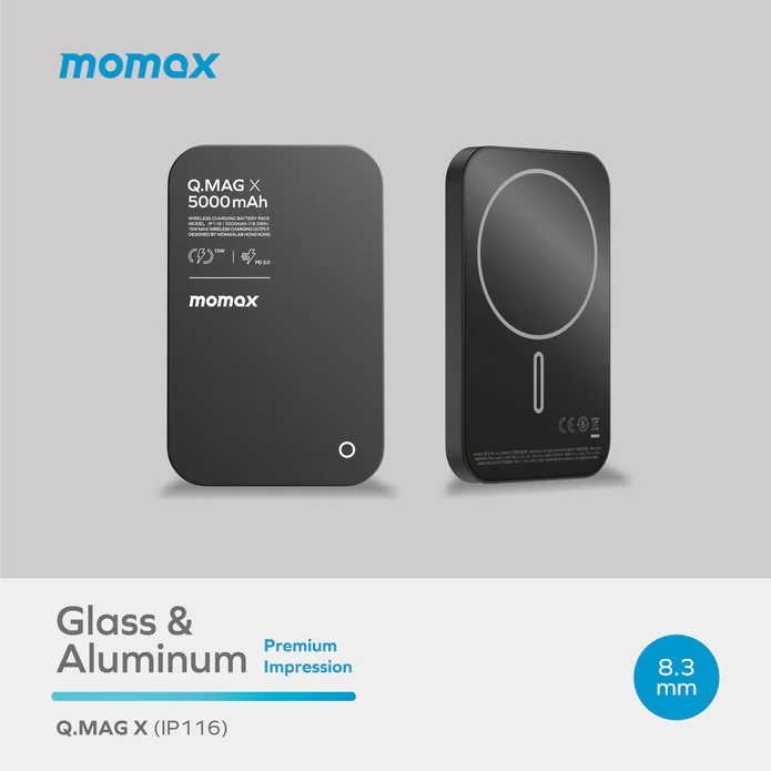 Momax Q.MAG X 5000mAh 15W MagSafe Wireless Power Bank - Black