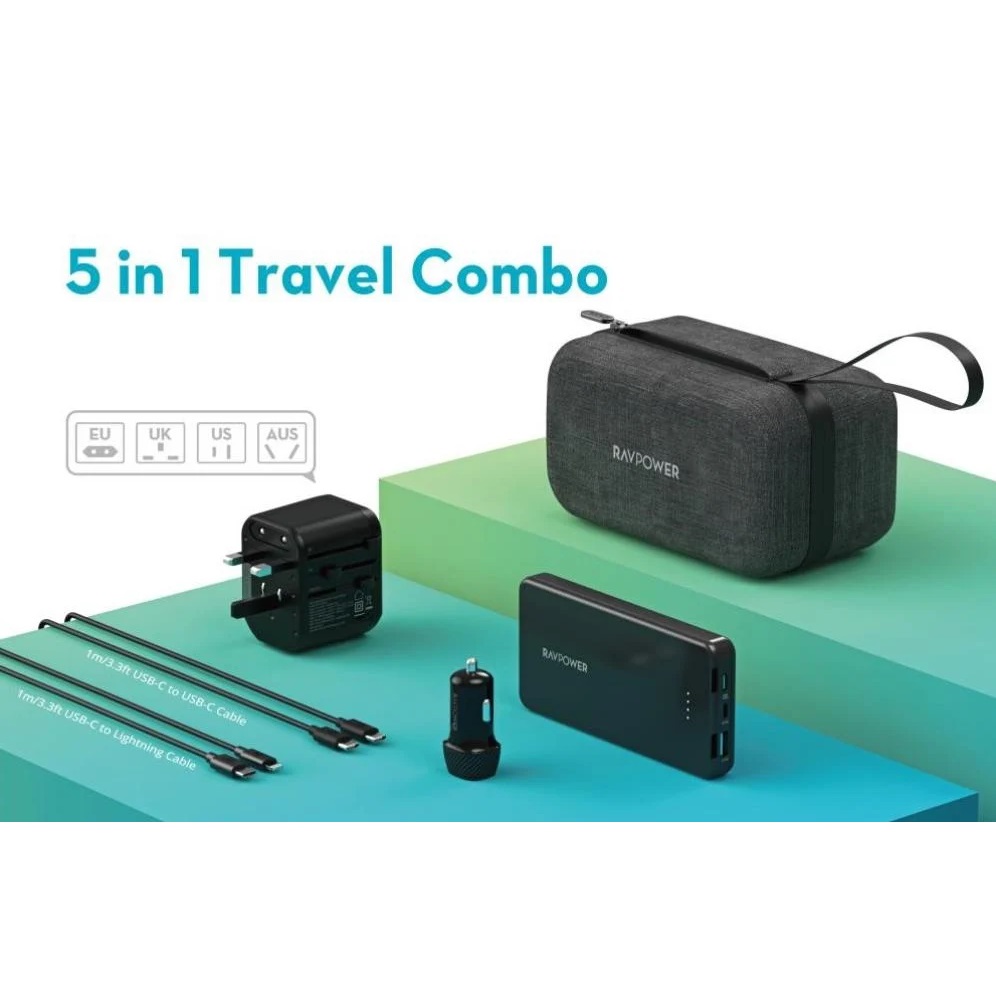 Ravpower 5 in 1 Travel Combo 10000mAh Power bank