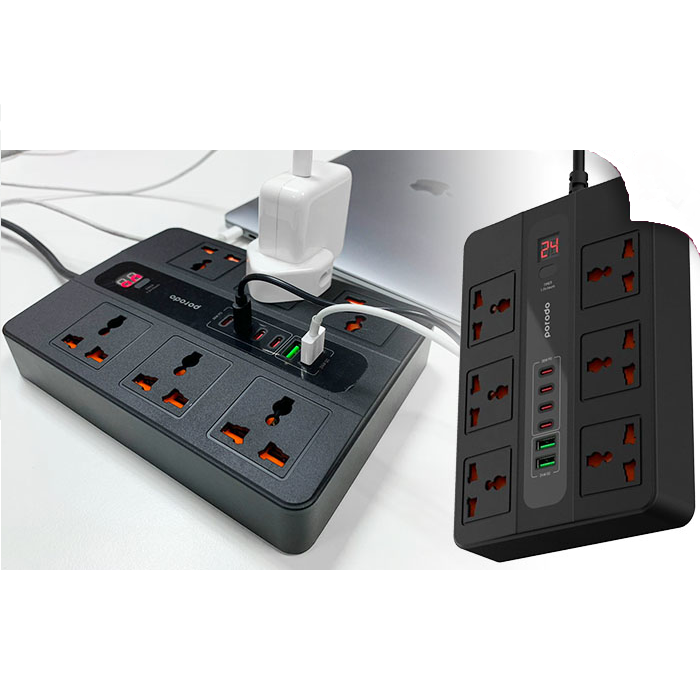 Porodo Super Hub Power Strip & Charger 12 in 1 (New Version)