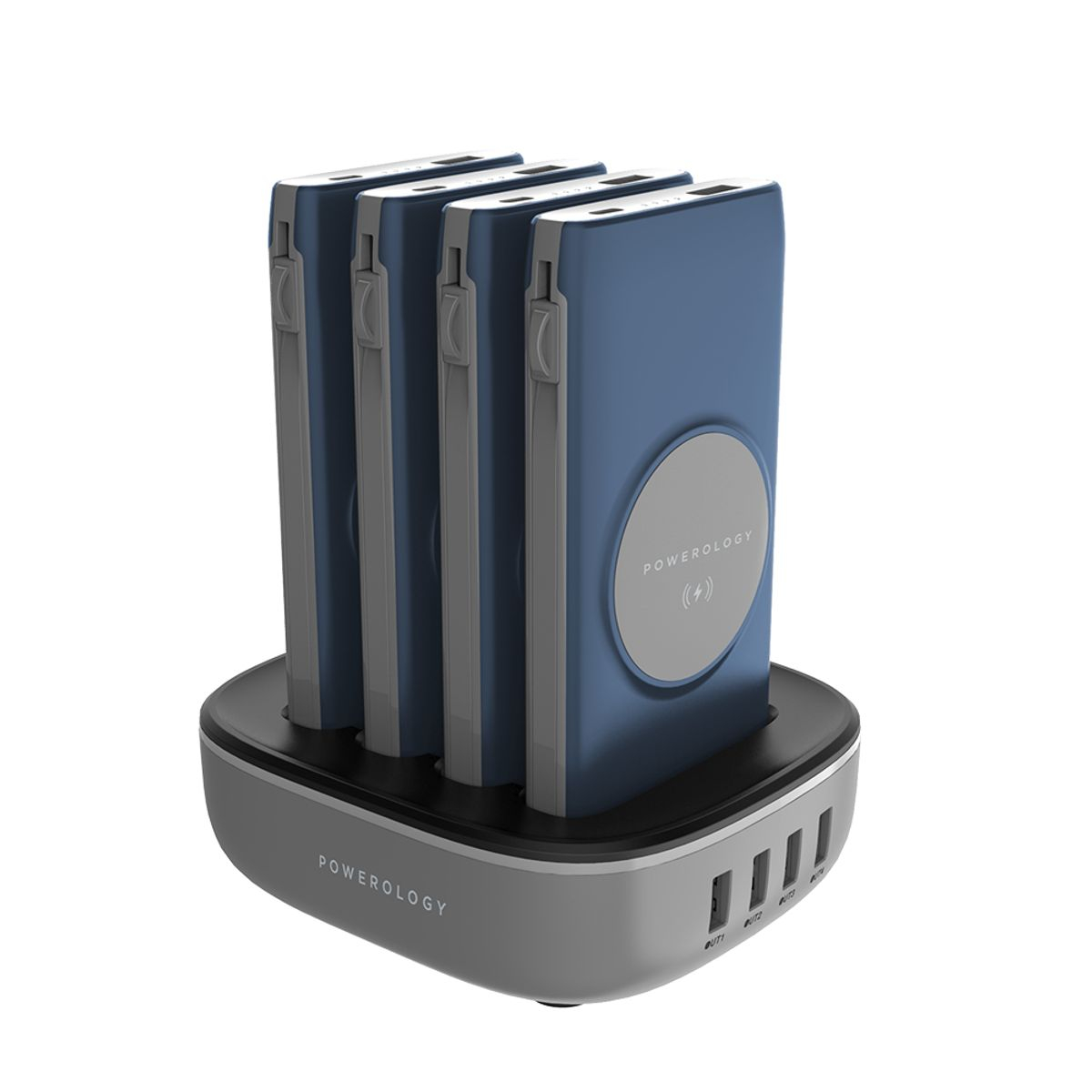 Powerology 10,000mAh 4 in 1 Power Bank Charging Dock - Blue