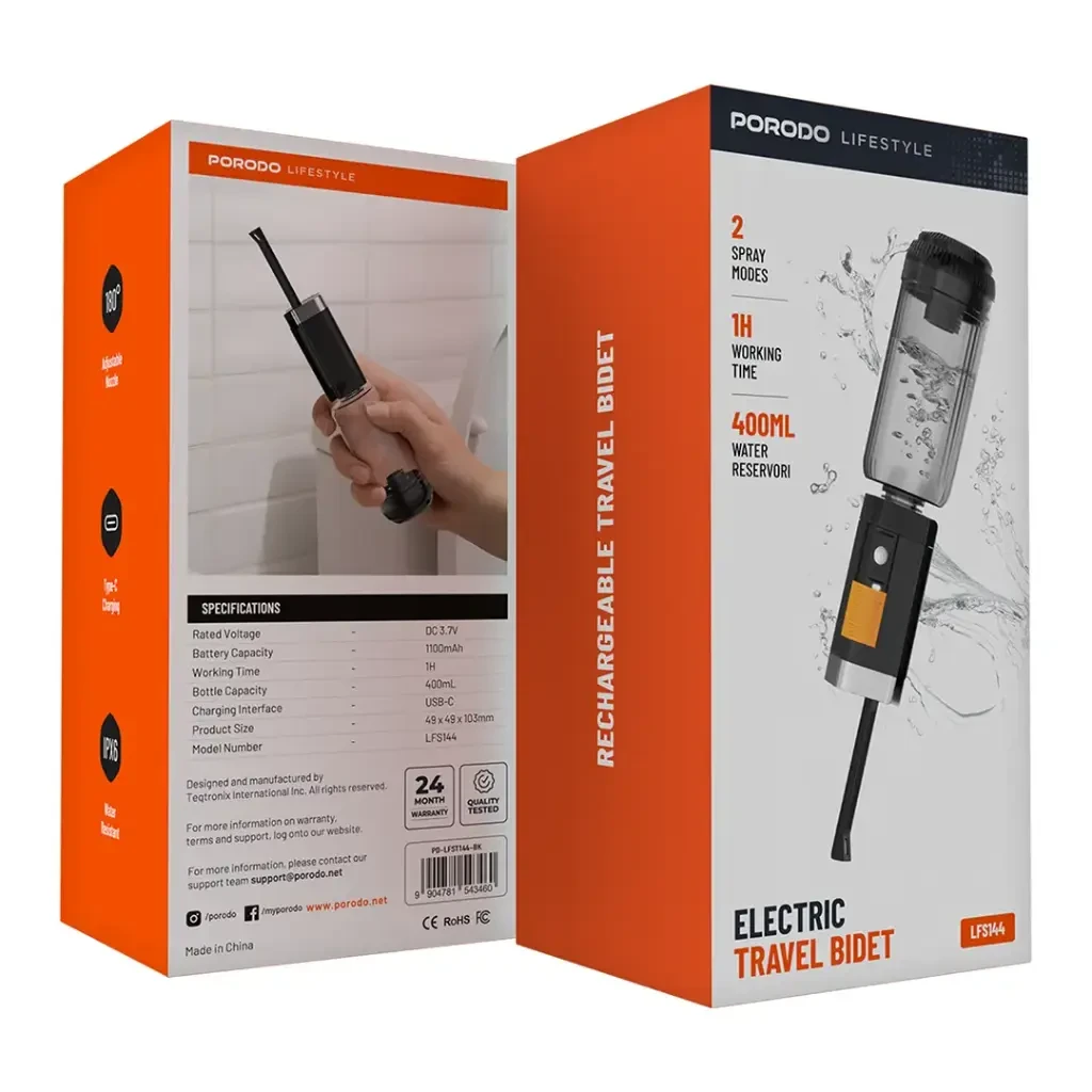 0vrrTd5PeAsX7R0Uc0GFf3sYKtGlPcJySWbCt2Nf.webp Porodo Lifestyle Electric Travel Bidet (LFST144) - Black - Image 1