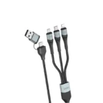 Exact Multifunctional 3 in 2 Braided Cable with Micro USB, Type-C & Lightning Connectors - 1.2m (EX1202) Black