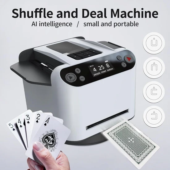 5afcFknLDoJE1Dqcnpf6hLexwFnZJl8NPOiQ8ior.webp Automatic Card Shuffler Dealer Machine MAX V ♥️♣️♠️♦️ - White - Image 1