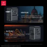 XUNDD 35W GaN 4-Port Universal Travel Adapter with Built-in USB-C Cable (XDCH-089) Black