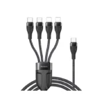 Yesido 4in1 Braided Cable USB-A to 2 USB-C + 2 Lightining 1.2m(CA111) Black