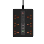 Porodo 12 in 1 Multi-Port Power Strip & Charger with 3m Power Cord (FWCH009) – Black