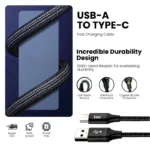 Exact USB-A to Type-C Fast Charging Cable 1m (EX1107) Black