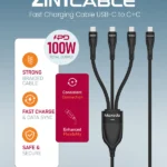 Moxedo 3 in 1 100W USB-C to C+C+C Charging Cable 1.5m