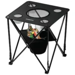 Porodo Outdoor Companion Foldable Camping Table with 4 Cup Holders and Insulated Coolers - Black