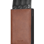 VULKIT VC200- Built-in Aluminum Card Holder with Back Slot Wallet - Brown