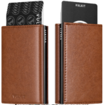 VULKIT VC208- RFID Blocking Leather Card Wallet ID Window with Banknote Compartment - Brown