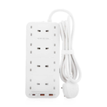 Moxedo 11-in-1 Power Strip Surge Protector with USB-C PD 20W & QC 3.0 | 3250W | 2m Cable (PSUK032) White